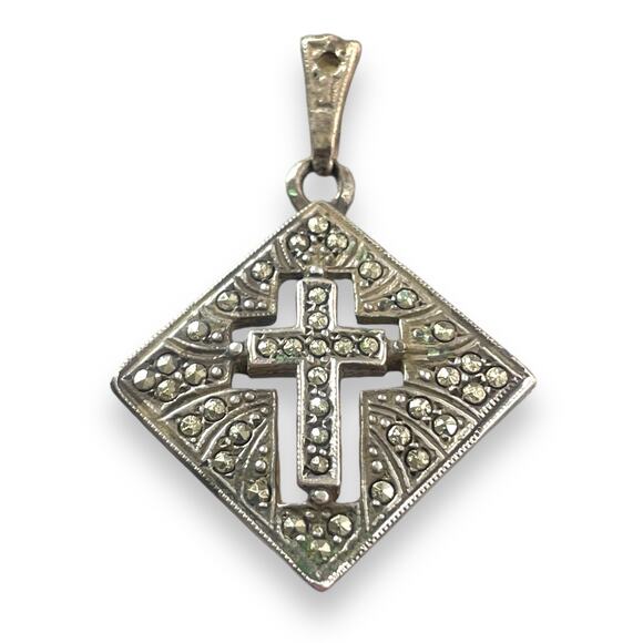 Vintage sterling silver 925 cross pendant - Picture 2 of 4